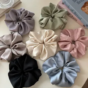 Koreaanse Stijl Oversized Satijnen Scrunchie Hoge Elasticiteit Haarelastiek Effen Kleur Glanzende Haarring Vrouwen Accessoires