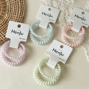 Transparent telephone cord hair ties set cute spiral hair bands for daily styling use
