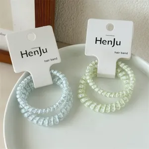 Cute telephone wire hair bands with small bear pattern, seamless hair ties for daily use.