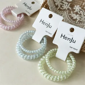Cute telephone wire hair tie set, seamless elastic hair bands for daily styling and cute look.