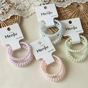 Sweet Plaid Cartoon Bear Telephone Cord Hair Ties For Women Traceless High Elasticity Spiral Hair Bands Daily Accessories