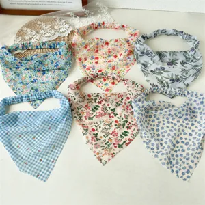 Estate floreale chiffon triangolo fascia per capelli cerchietto donna stile vacanza accessori