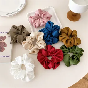 Koreanische minimalistische einfarbige Satin-Haargummis, elegante Haarzubehöre für den Alltag.