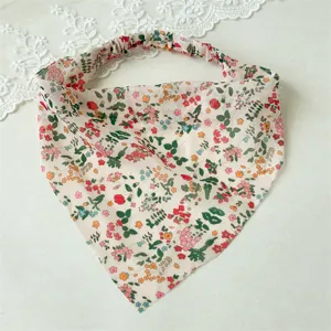 Fascia triangolare in chiffon floreale, foulard per capelli stile vacanza moda donna.