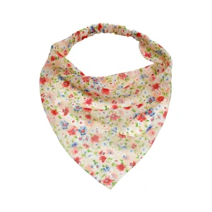 Fascia triangolare in chiffon floreale da donna, elegante accessorio per capelli estivo.