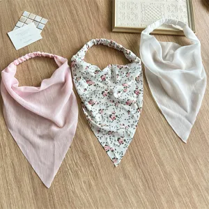 Fascia per Capelli Elastica a Triangolo in Chiffon Floreale Bohemien Bandana per Capelli da Spiaggia Estiva Casual Accessori da Donna