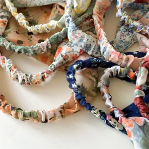 Women floral print chiffon headband elastic hair accessories sweet cute spring hair band style