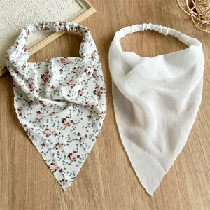 Foulard triangolare in chiffon floreale elastico fascia per capelli estiva versatile