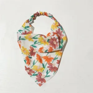 Spring floral print chiffon triangle headband with elastic back for women hair accessories