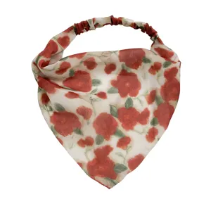 Floral chiffon triangle headband elastic hair scarf vintage hair accessory for women