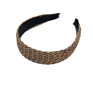 Geweven rotan brede haarband voor vrouwen, boheemse haarhoepel voor vakantie en dagelijks.