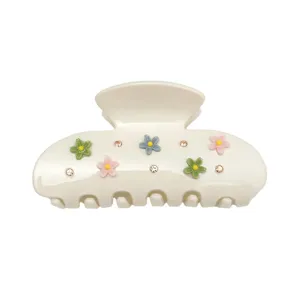 Elegante witte haarclip met bloemen en strass voor dagelijkse styling en mooi opgestoken haar