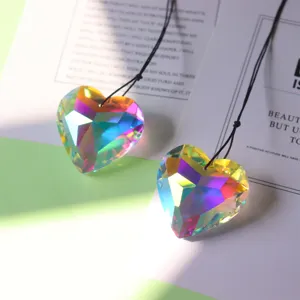 Crystal heart prism suncatcher hanging pendant colorful rainbow light decoration ornament