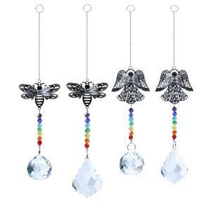 Crystal Suncatcher Bee Angel Butterfly Prism Window Hanging Ornament Rainbow Maker Home Decor Gift Clear Crystal Glass Pendant