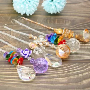Crystal suncatcher hanging prism set for garden home decor window lighting rainbow maker