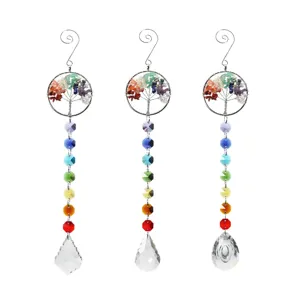 Tree of life crystal suncatcher hanging window prism rainbow maker chakra crystal ornament 3pcs
