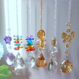 Crystal suncatcher hanging prism set decorative rainbow maker window crystal ball pendants