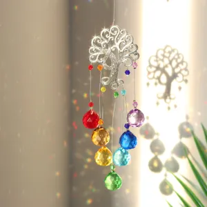 Levensboom zonneruiter kristal bal hangend raam tuin thuis decor regenboog prisma
