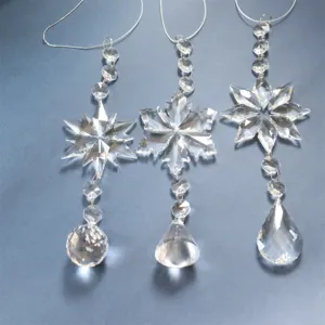 Crystal snowflake suncatcher detail hanging pendant for window Christmas party home decor.