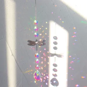 Acchiappasole libellula in cristallo prisma sospeso arcobaleno decorazione giardino