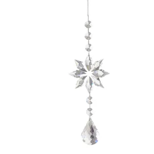 Crystal snowflake hanging pendant for Christmas tree, window, party and car decor.