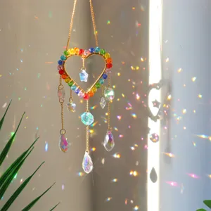 Kristall Sonnenfaenger Haengend Dekoration mit Regenbogen Prisma Herz Form fuer Fenster