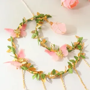 Handgemaakte maan zonnevanger hangende decoratie met natuurlijke roze kristal vlinder