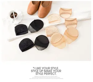 Women breathable lace half sole invisible socks anti-slip forefoot pads high heels.