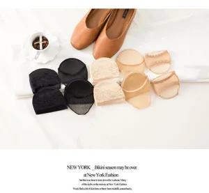Women summer thin half-sole invisible socks breathable lace forefoot pads for high heels.