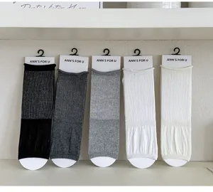 Women rolled edge half palm stirrup socks breathable thin cotton summer leg warmers