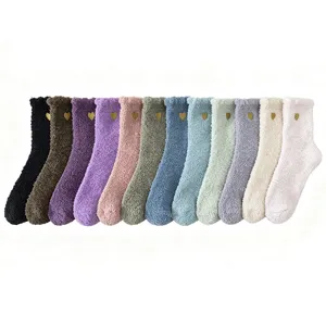 Chaussettes chaudes en polaire corail femme hiver epaisses pelucheuses maison 12 paires
