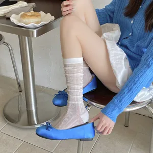 Chaussettes mi-bas femme fines respirantes motif cœur jolies chaussettes d'été plates