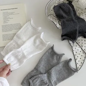 Women pure cotton rolled-edge half-palm footless socks breathable spring summer leg warmers