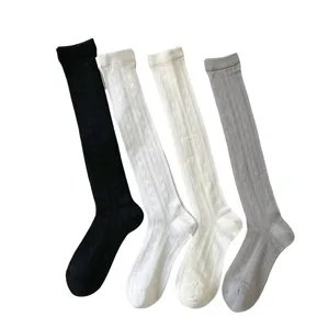 Chaussettes longues femme couleur unie respirantes mollet fin printemps été image principale