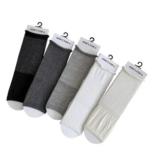 Women's stirrup leg warmers cotton thin breathable toe-less ruffled socks main view display.