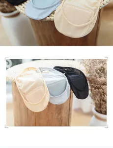 Summer ice silk women boat socks thin low cut invisible half palm anti slip pads for high heels
