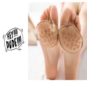 Women breathable half sole invisible socks with anti-slip forefoot pads for high heels