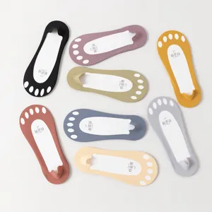 Damen Zehentrennung Füßlinge Baumwolle Dünn Sommer Unsichtbar Rutschfest Silikon Grip Boot Lässig Alltag Socken