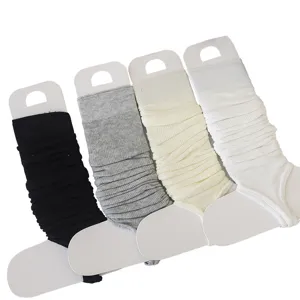 Pure cotton ballet stirrup leg warmers soft stacked socks white calf hosiery spring