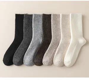Detailed view of ribbed wool blend socks in assorted colors, showing cozy texture and knit design.