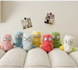 Cute fluffy big eye fuzzy socks for women, warm winter plush sleep floor socks in multi colors.