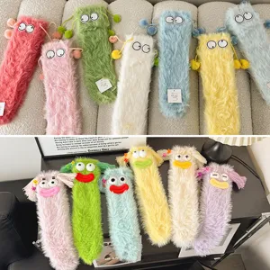 Women Cute Big Eye Plush Socks Autumn Winter Thickened Warm Funny Fuzzy Sleep Floor Socks