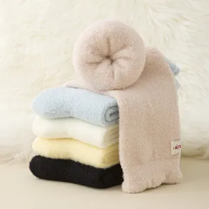 Cozy plush winter socks for women, thick faux fox fur warm fuzzy sleep home floor socks.