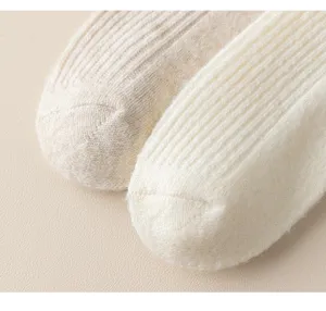 Close up of thick thermal wool socks detail, soft ribbed knit texture, cozy winter wear.
