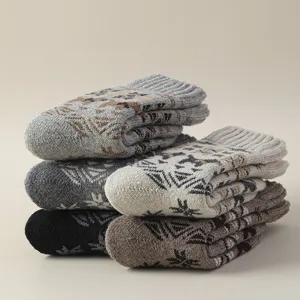Calcetines de lana gruesa de invierno para mujer, patron retro calido diseno principal vista.