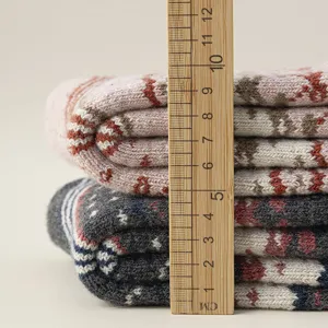 Calze in lana spessa invernali donna stile retrò etnico calde calze termiche paio