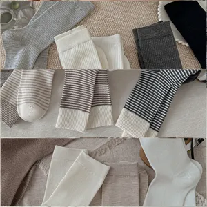 Women wool ribbed slouch socks thick warm winter knit long striped socks casual footwear