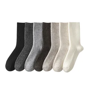 Women thick wool winter crew socks ribbed warm cozy thermal tube stockings set multi colors