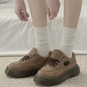 Wool vertical stripe socks for women, autumn and winter mid-tube stackable warm socks.
