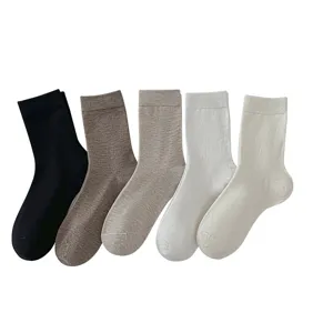 Women's wool knit mid-tube crew socks warm thickened winter solid color long socks set